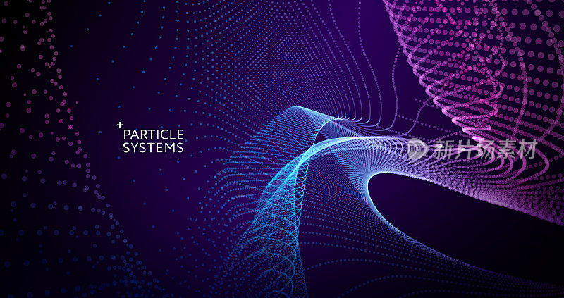 摘要与科学技术背景。网络,粒子插图。3 d网格表面